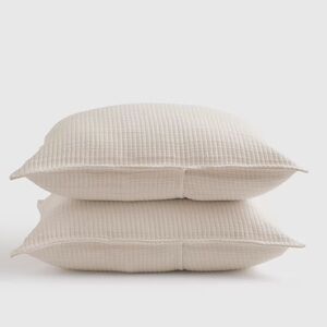 NWOT QUINCE Organic Ribbed Cotton Shams King Ivory 5443